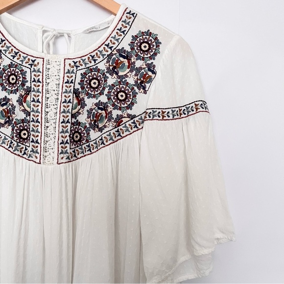 Padini Embroidered Boho Peasant Tunic Top Blouse Flowy Colorful Size Medium - Picture 3 of 16